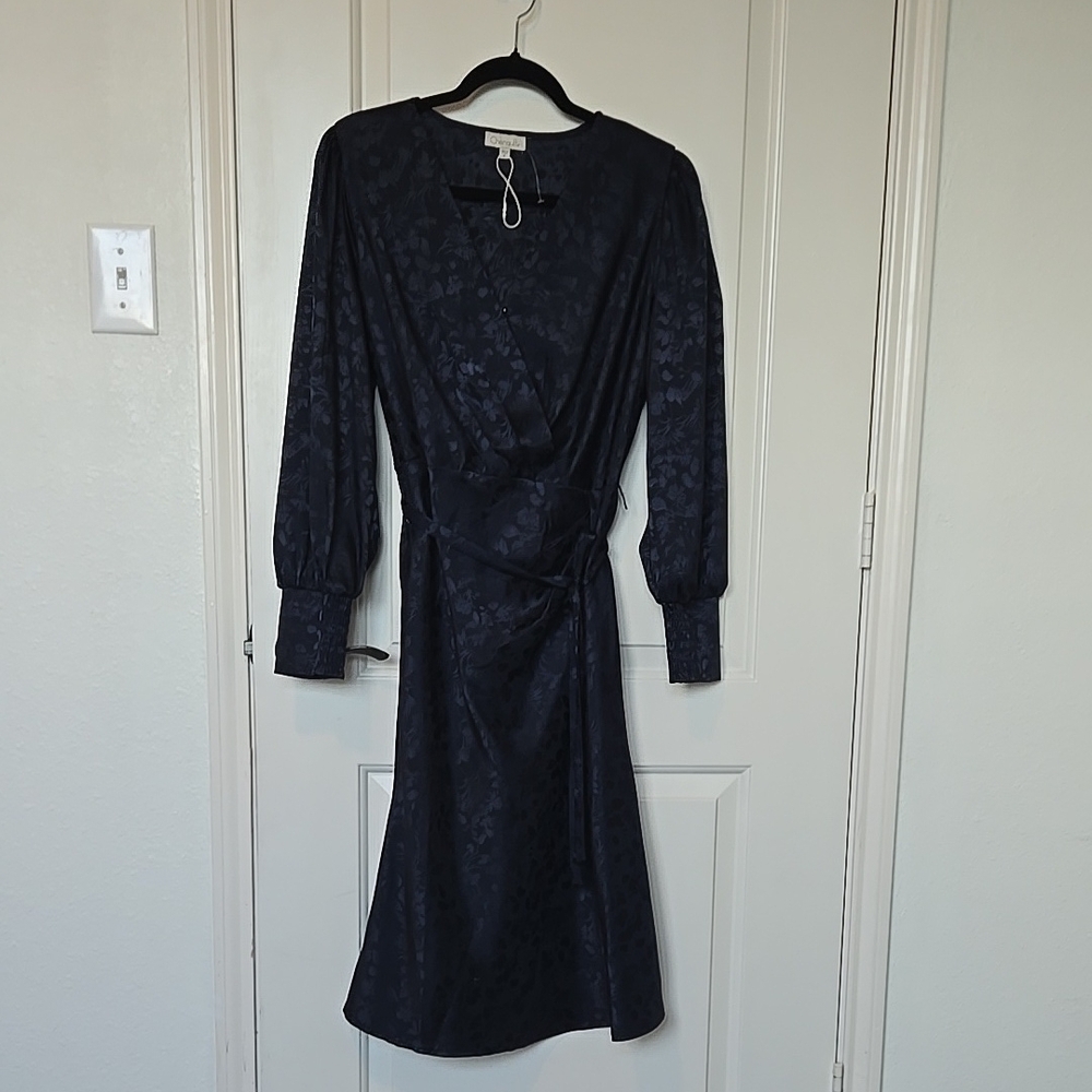 Elegant Blue Wrap Dress